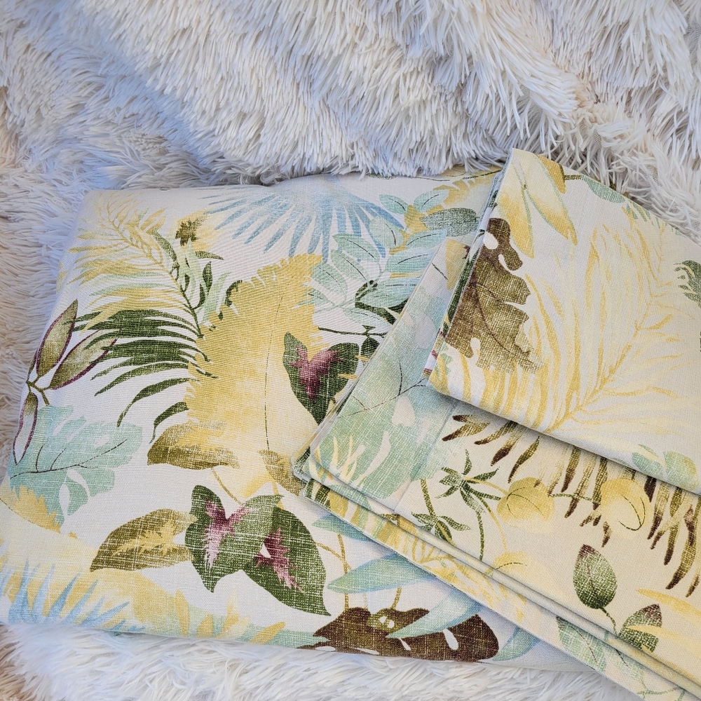 LEGACY Queen Duvet & shams green yellow palm leaf cotton Bedding Neiman … - Picture 3 of 16